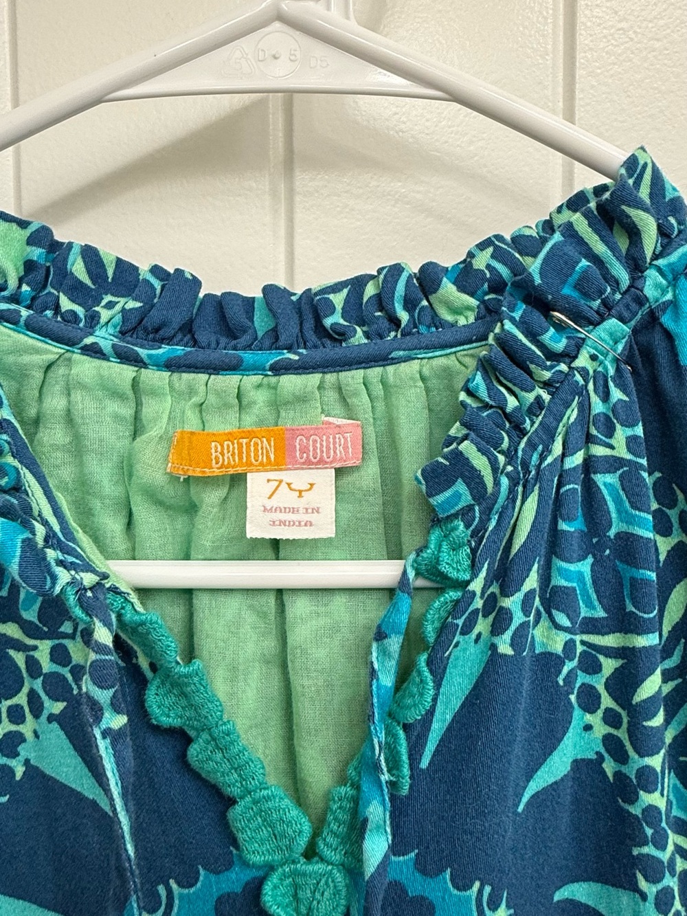 Briton Court Tiered blue green boho dress sz 7 - Picture 5 of 8